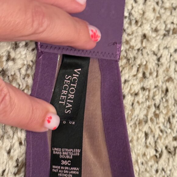 Victoria's Secret | Lined Strapless Underwire Bra | Eggplant | Size: 36C - Picture 5 of 16